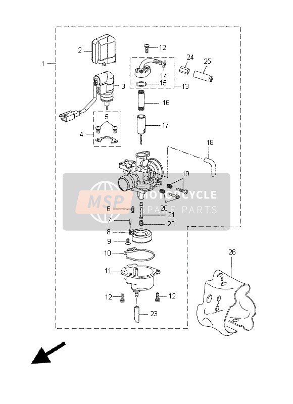 Yamaha CW50 2014 Carburateur pour un 2014 Yamaha CW50